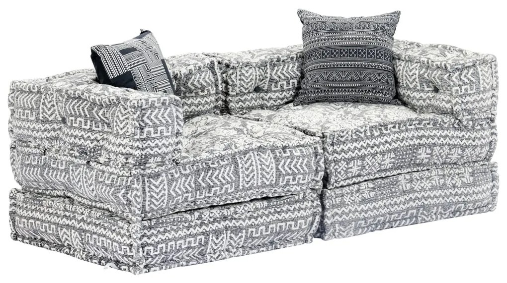 vidaXL Canapea puf modulară cu 2 locuri, gri deschis, material textil