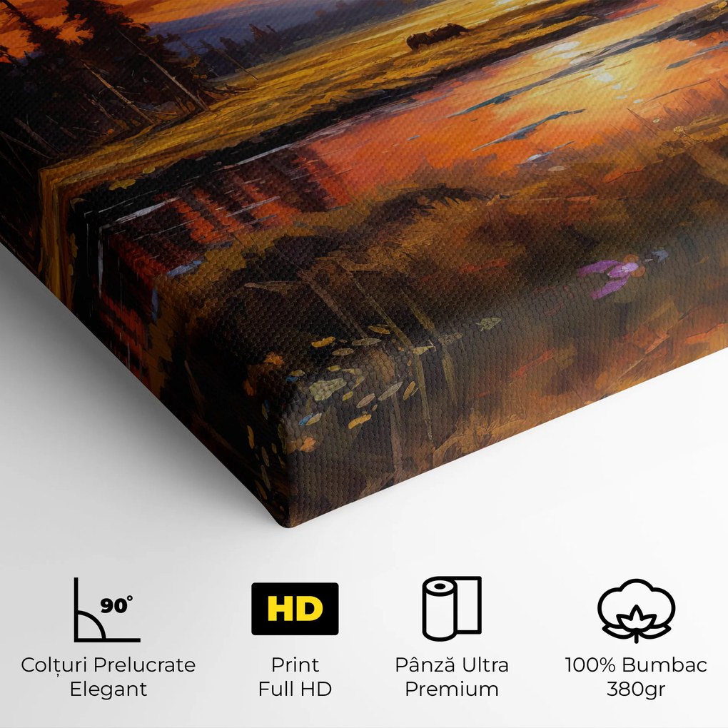 Tablou Canvas, 80x120cm, Dormitor si Living, Moderne, Textura de pictura, Wild Horses Painting