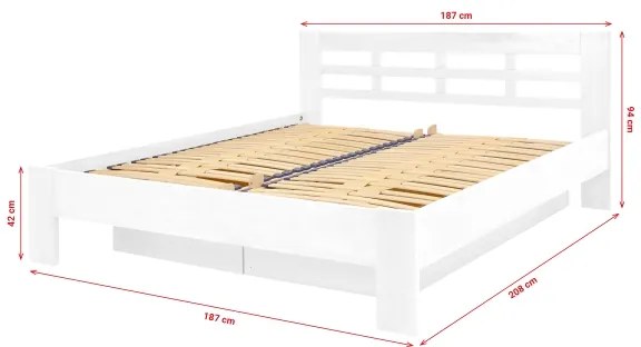 Pat matrimonial din lemn masiv cu spațiu de depozitare ANGELA 180x200 cm alb