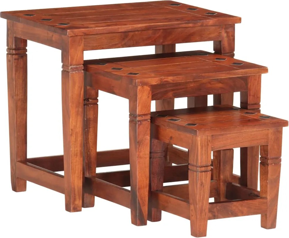 vidaXL Mese suprapuse, 3 buc., lemn masiv de acacia