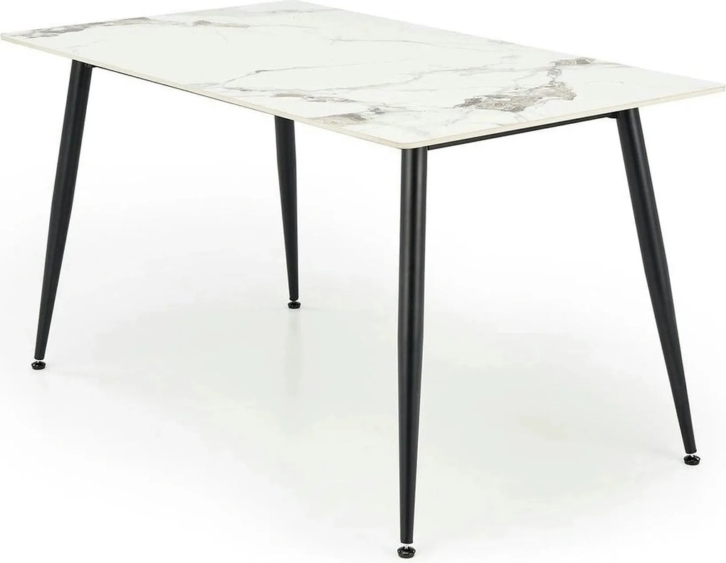 Masa EMILIO 140, alb/negru, ceramica/metal, 140x80x76 cm