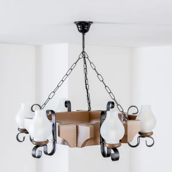 Lustră pe lanț Brilagi QUEEN 6xE14/40W/230V fag/nuc