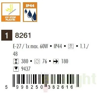 Aplica de perete exterior IP44, Inox torch 8261 RX