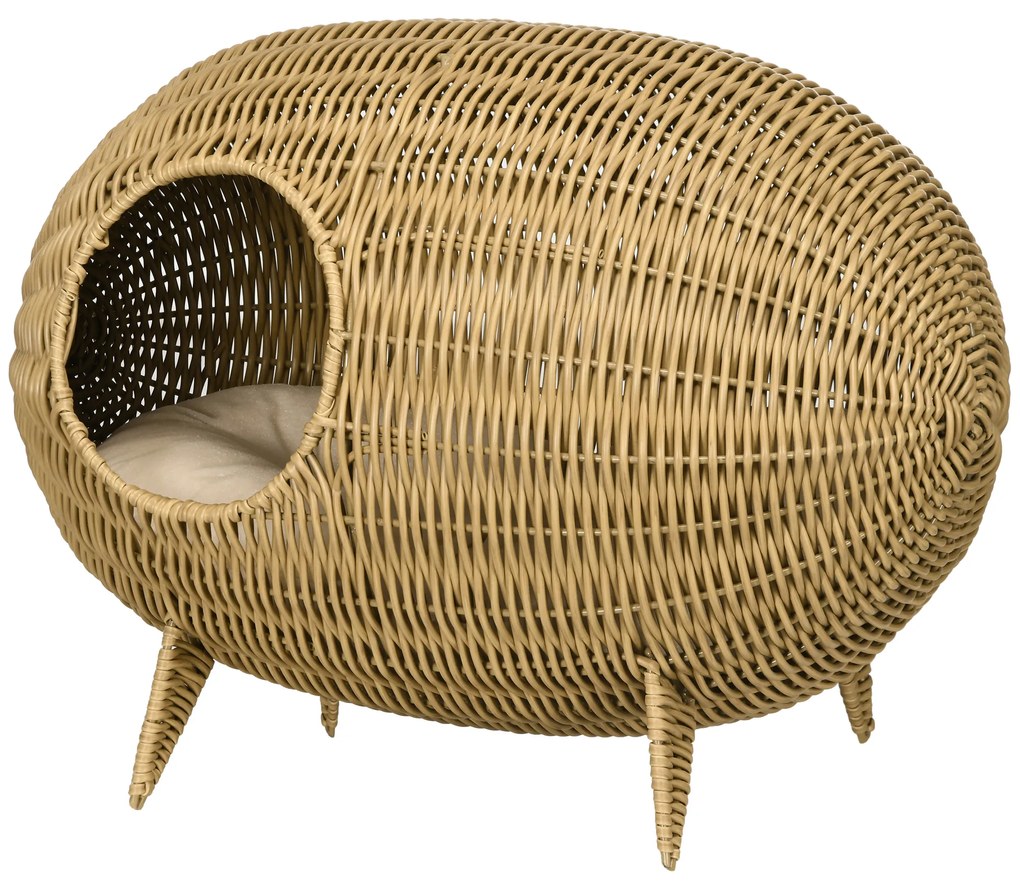 PawHut Coș pentru pisică, pat înălțat cu Pernă Moale, cu găuri de la ușă, Design Elegant și Confortabil, 55L x 36l x 42Î cm | Aosom Romania