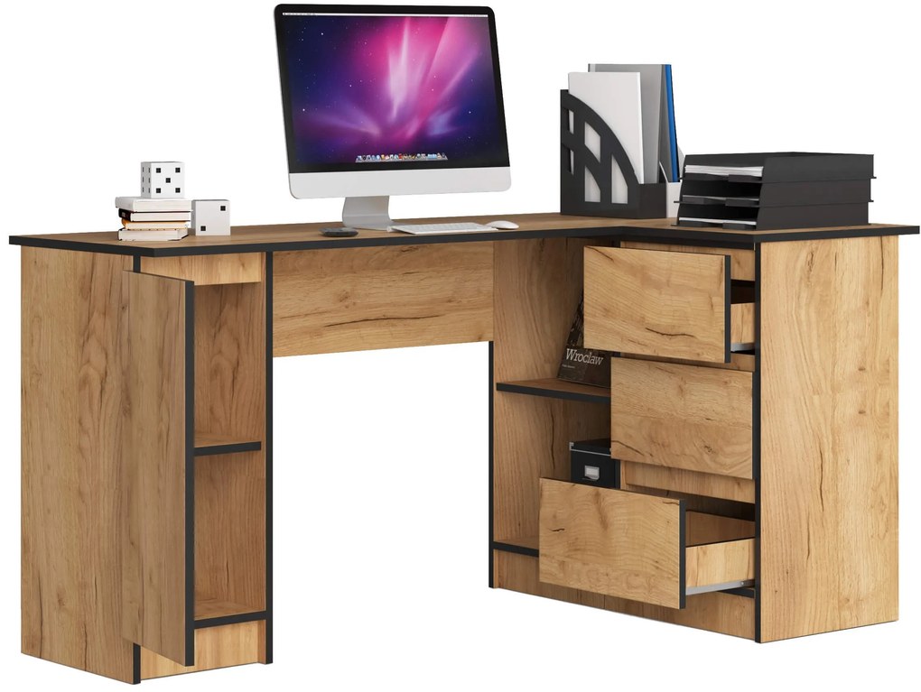 Masă PC de colț Bevin (Stejar craft) (D). 1069882