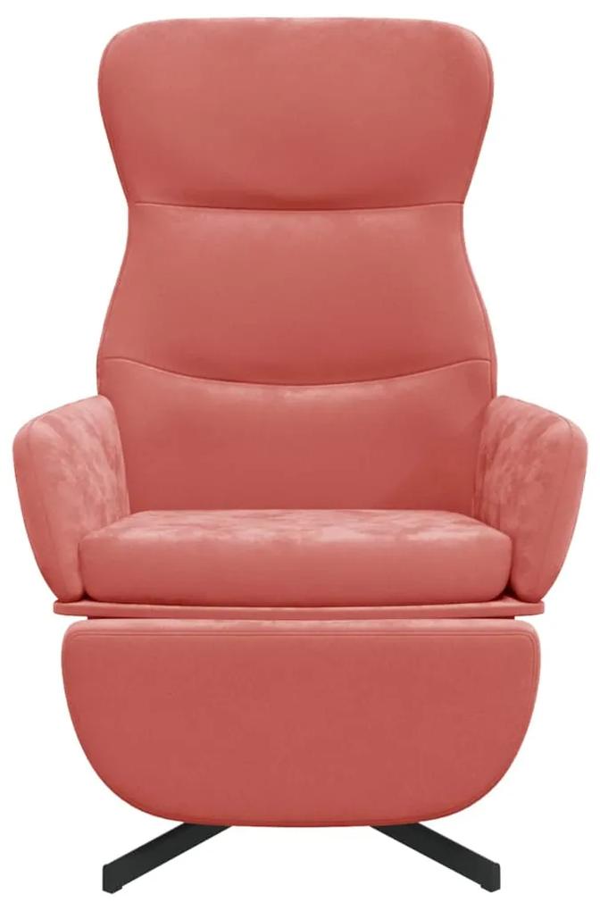 Scaun de relaxare cu suport de picioare, roz, catifea