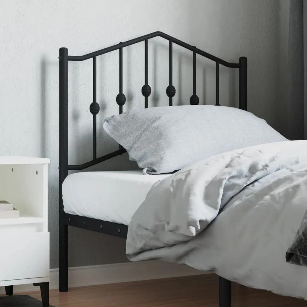 373816 vidaXL Tăblie de pat metalică, negru, 80 cm