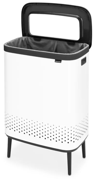Cos de rufe Brabantia Bo 1004176, 2x45 L, Umplere fara deschidere, Orificii aerisire, Picioare reglabile, Alb