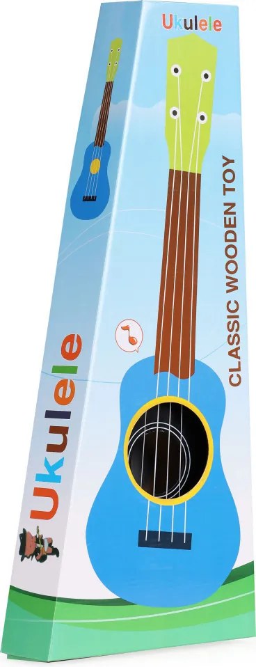 Chitară Ukulele din lemn pentru copii, 4 corzi din nailon negru