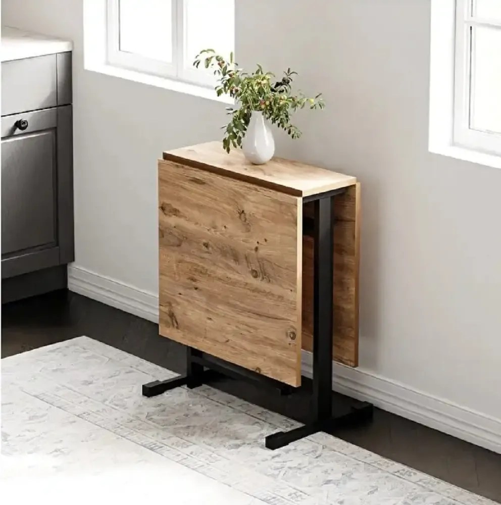 Masa Bucatarie pliabila cu roti Homs Nuc 120 x 80 x 74 cm