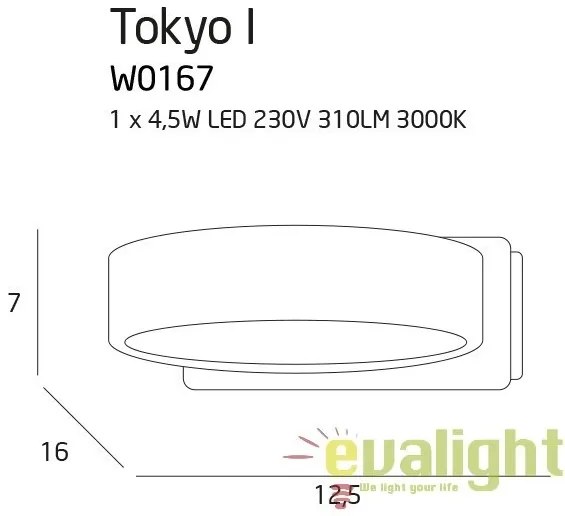 Aplica de perete LED, negru/auriu Tokyo I W0167 MX