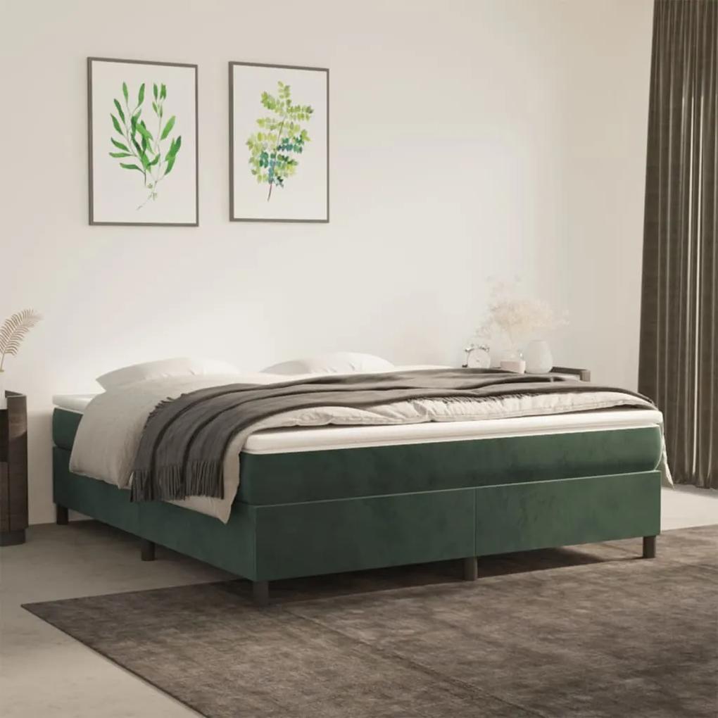 3121135 vidaXL Cadru de pat, verde închis, 180 x 200 cm, catifea