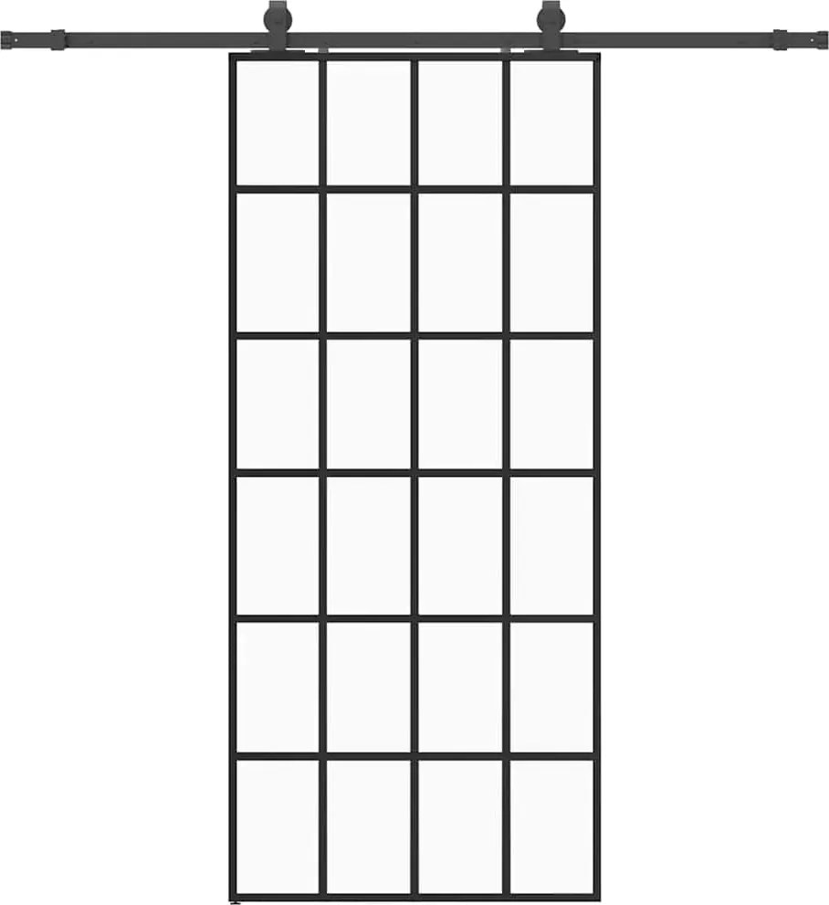 vidaXL Ușă glisantă cu set de feronerie neagră 90x205 cm Sticlă ESG