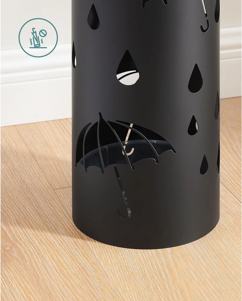 Suport metalic pentru umbrele ANABEL, 17x41 cm, negru SongmicsHome