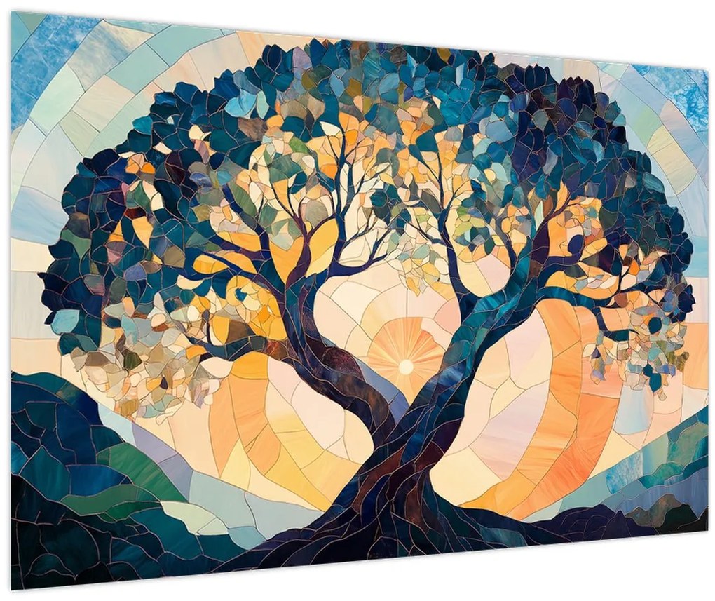 Tablou – Mozaic – soare și arbore II. (90x60 cm)