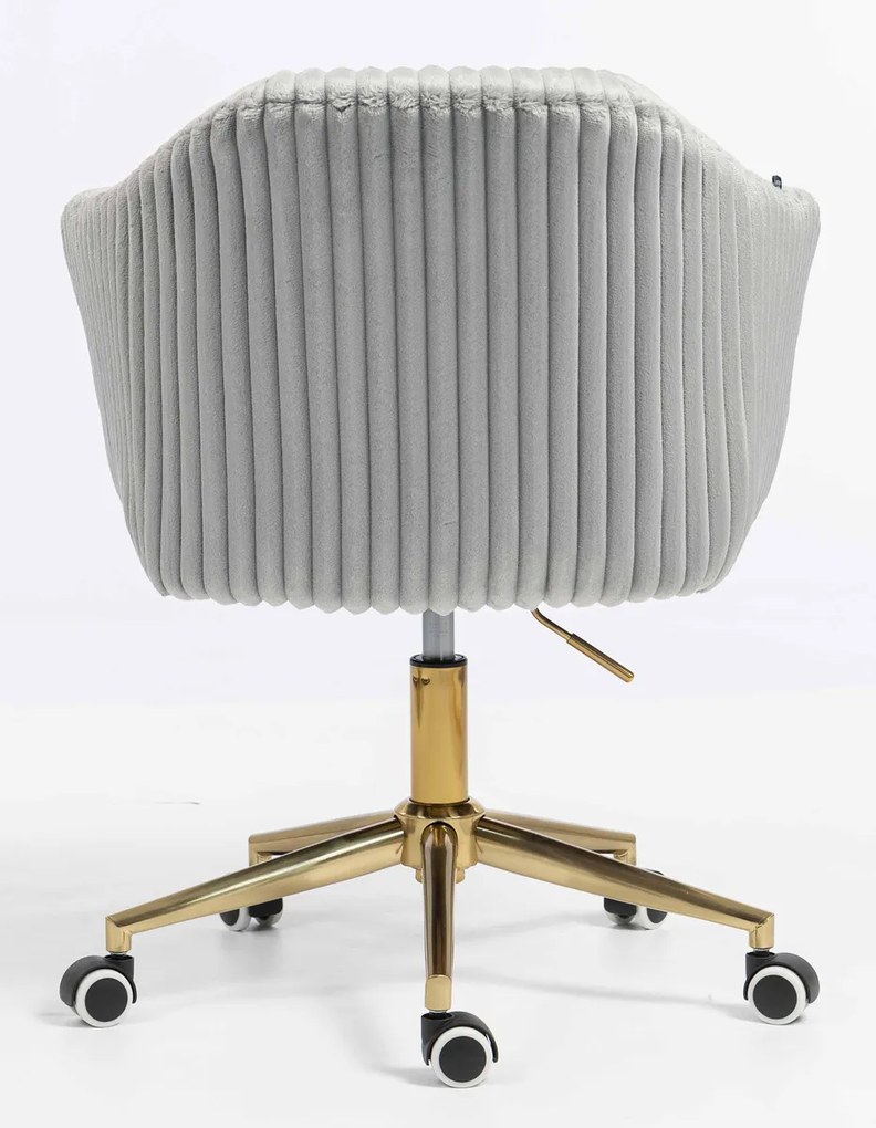 HR832K Scaun Gri Teddy Cord cu Bază Aurie