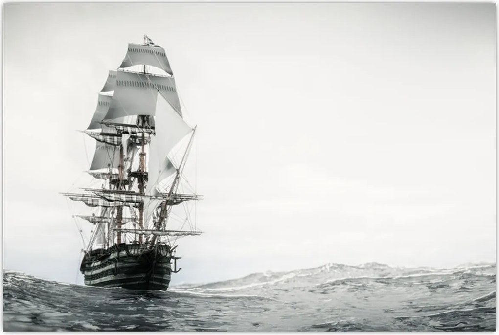 Tablou - O navă care navighează pe ocean (90x60 cm)