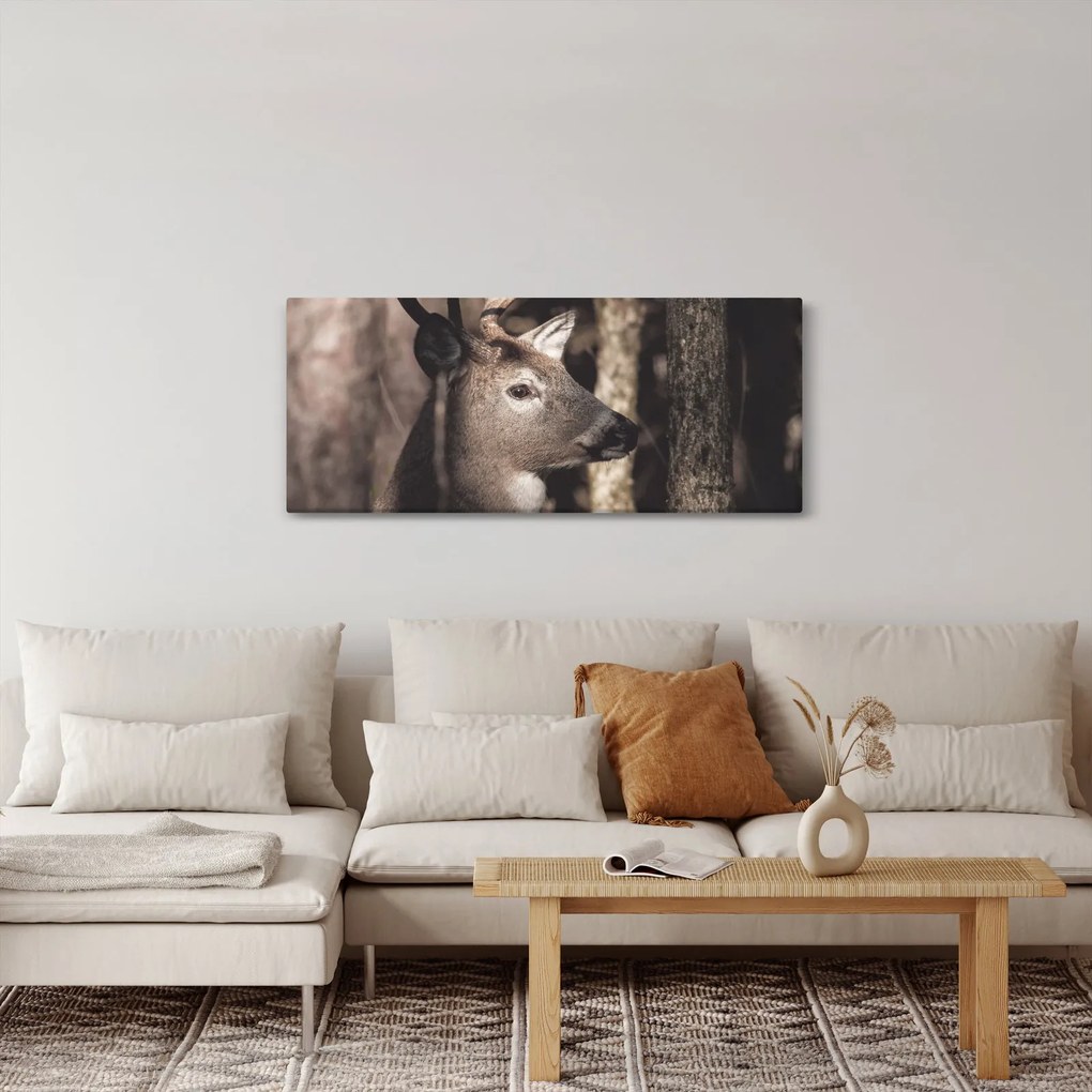 Tablou - Cerb în pădure (120x50 cm)
