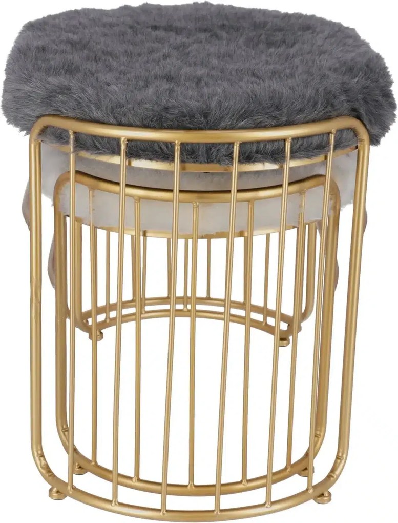 Set taburete Perla metalice cu blanita sintetica, baza aurie, design modern 2 piese
