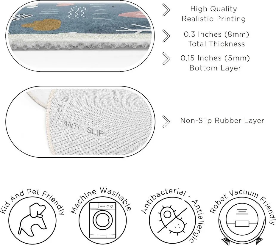 Covor pentru copii albastru lavabil ø150 cm Forest Land – Mila Home