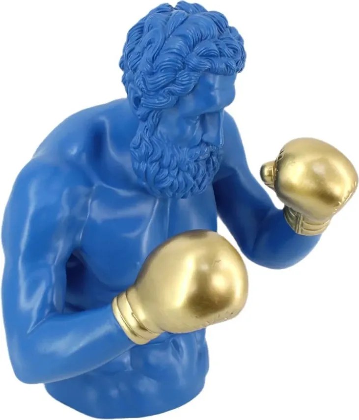 Statueta decorativa BOXER 50cm albastru/ auriu