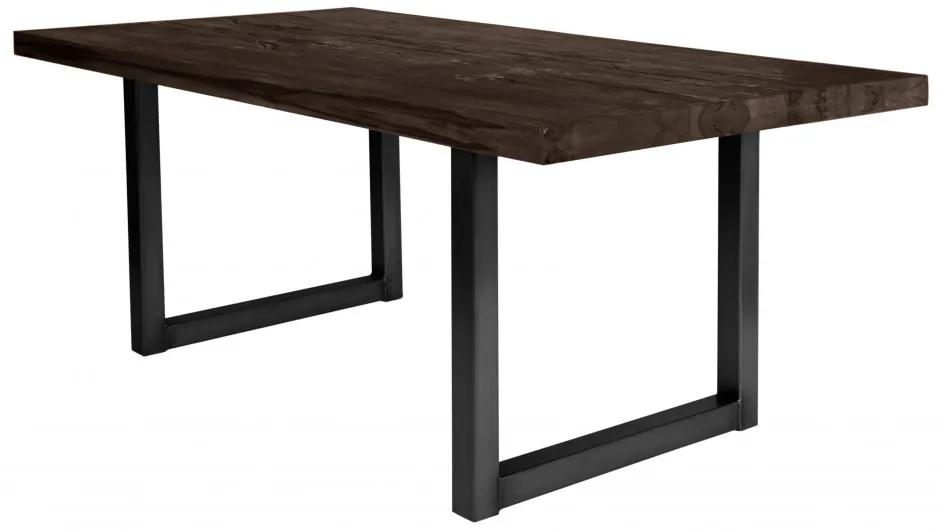 Masa dreptunghiulara cu blat din lemn de stejar Tables &amp; Benches 200 x 100 x 76 cm gri carbon/negru