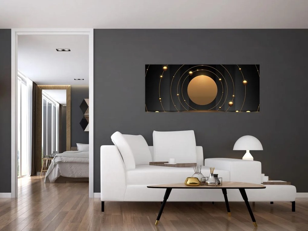Tablou - Cercuri aurii (120x50 cm)
