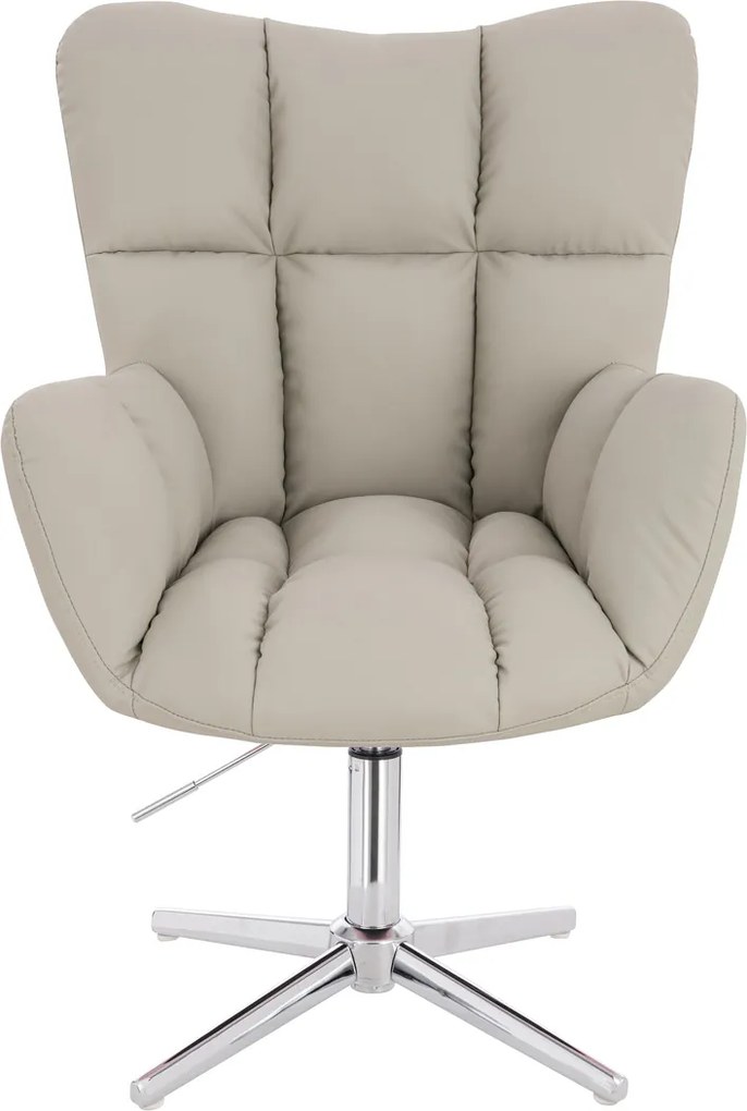 HR650CROSS Scaun Ecru Piele Ecologica Premium Soft cu Bază Cromata