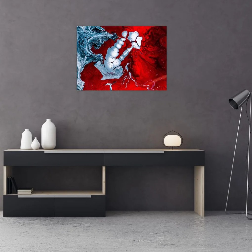Tablou pe sticlă cu pete abstarcte (70x50 cm)