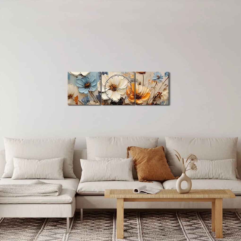 Tablou - Buchete, pictură (cu ceas) (90x30 cm)