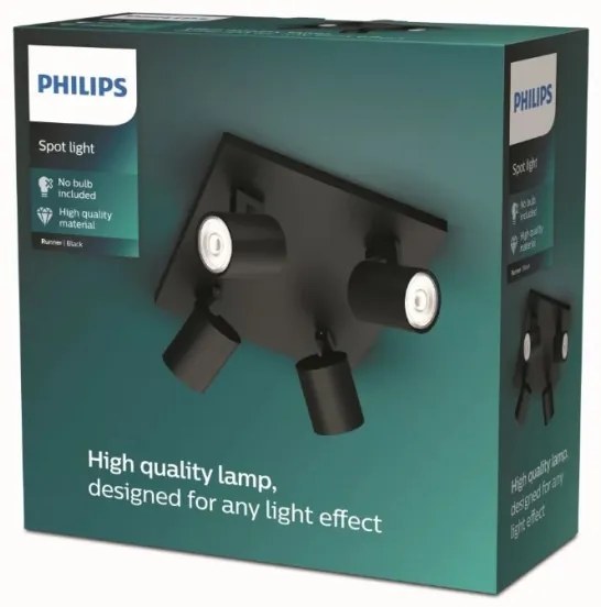 Philips - Spot RUNNER 4xGU10/20W/230V negru