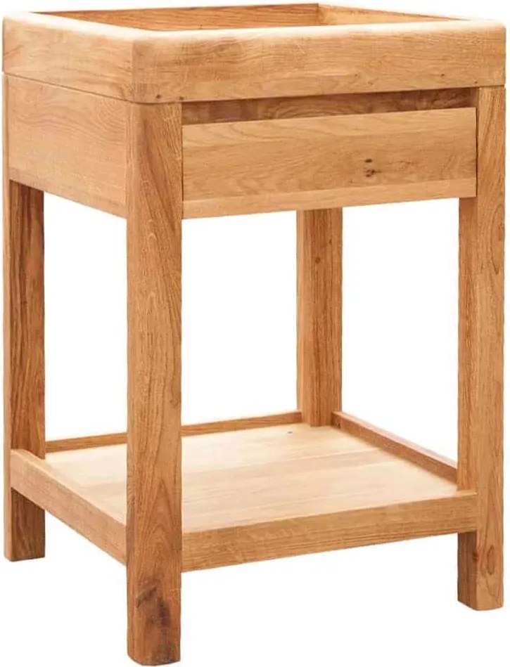 Măsuță stejar masiv cafea cu sertar Dotti, 40 × 60 × 40 cm