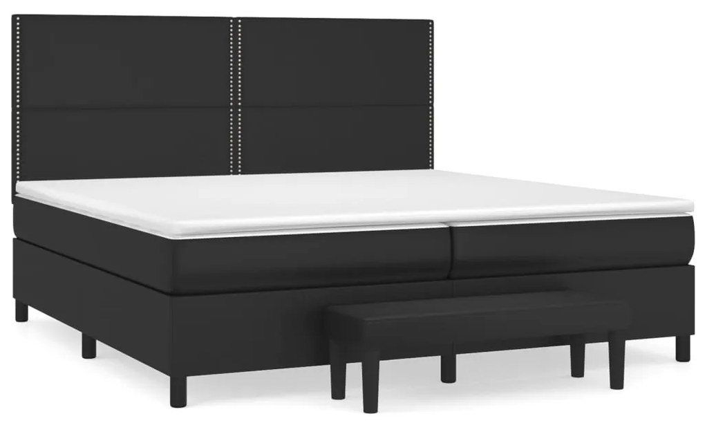 3137623 vidaXL Pat box spring cu saltea, negru, 200x200 cm, piele ecologică