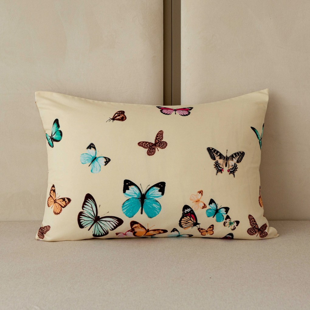 Husa de perna din flanel VIVA BUTTERFLY 50x70 cm, crem