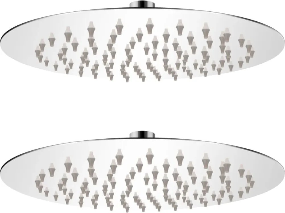 vidaXL Cap de duș tip ploaie, 2 buc., Ø 20 cm, oțel inoxidabil