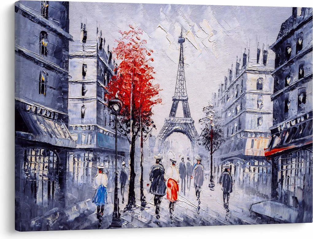 Tablou - Străzi din Paris, pictură în ulei (70x50 cm)