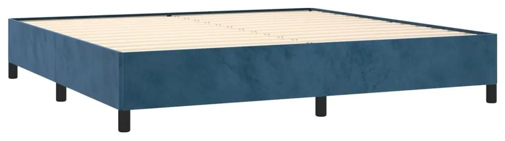 Pat box spring cu saltea, albastru inchis, 200x200 cm, catifea Albastru inchis, 200 x 200 cm, Design cu nasturi