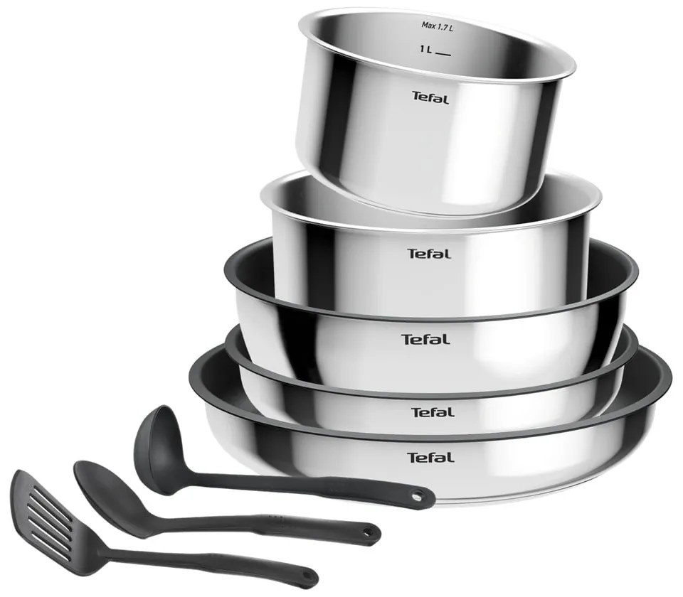 Set de vase pentru gătit 9 buc. din aluminiu INGENIO Cook Eat L881S904 – Tefal