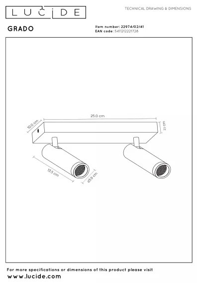 Lucide 22974/02/41 - Spot GRADO, 2x GU10, 8W, 230V, bej