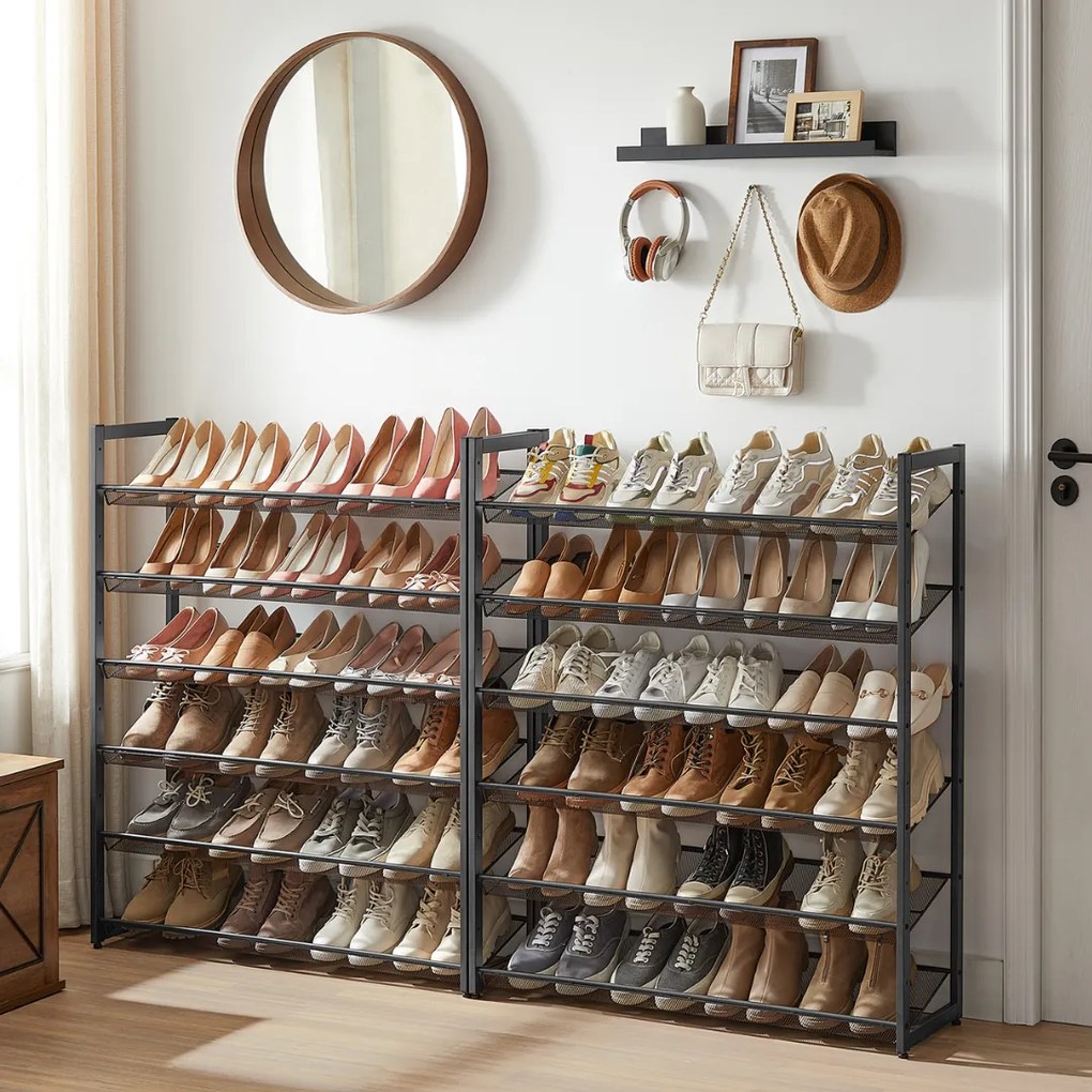 Raft stivuibil pentru încălțăminte IDA, 12 polițe, 92,5x31x223cm, negru Jurhan