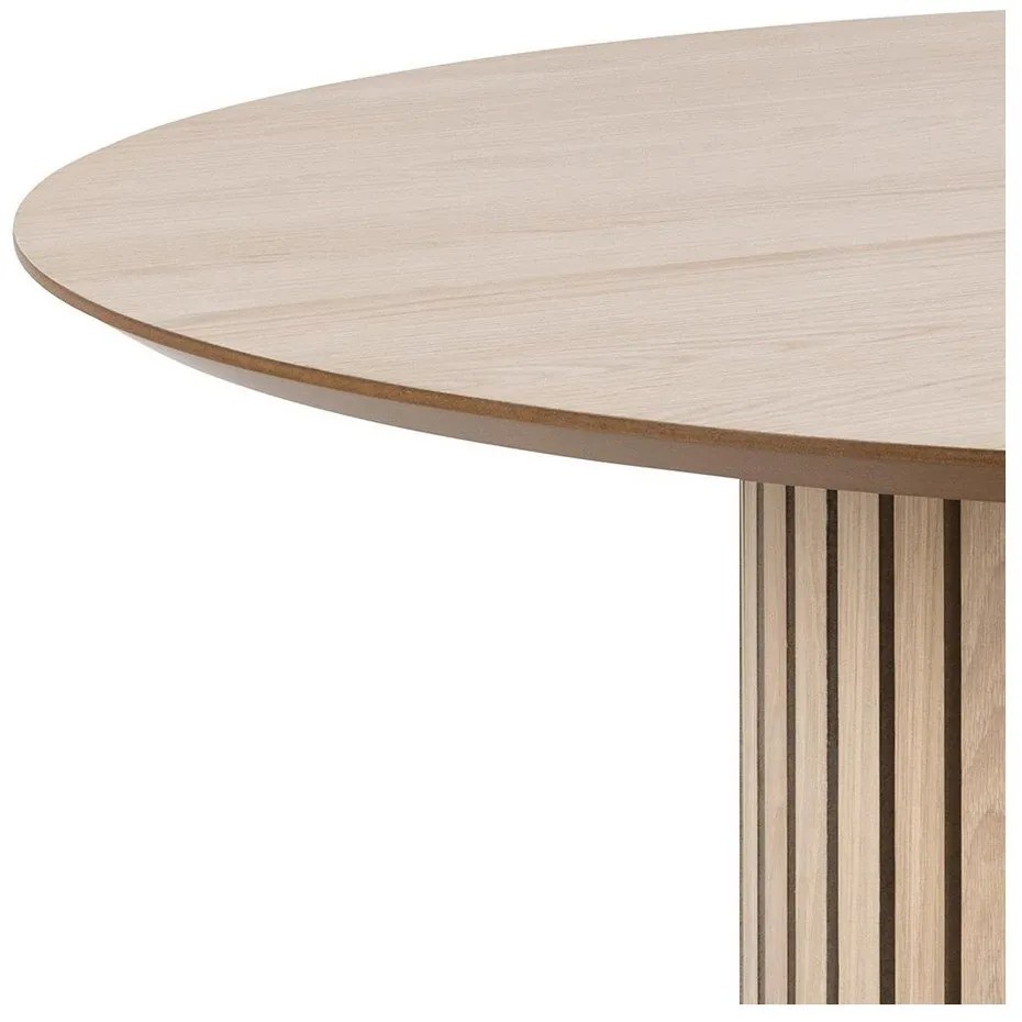 Masă de dining rotundă cu blat cu aspect de lemn de stejar ø 120 cm Linley – Actona