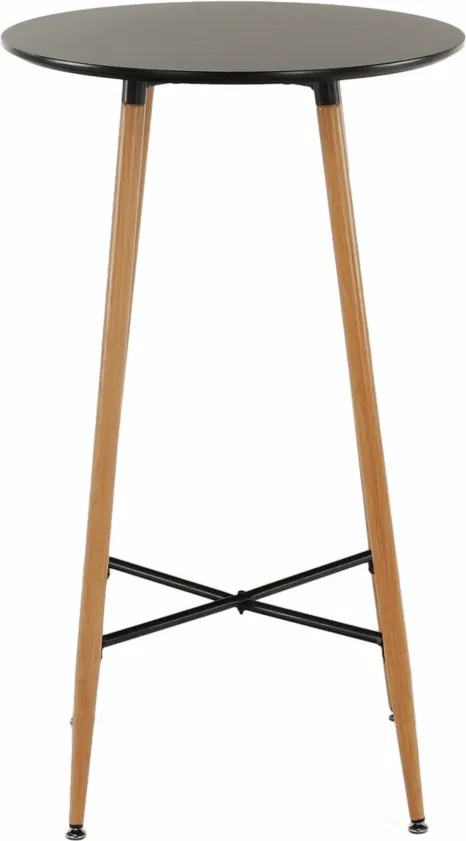 Masă de bar, negru/stejar, diametru 60 cm, IMAM