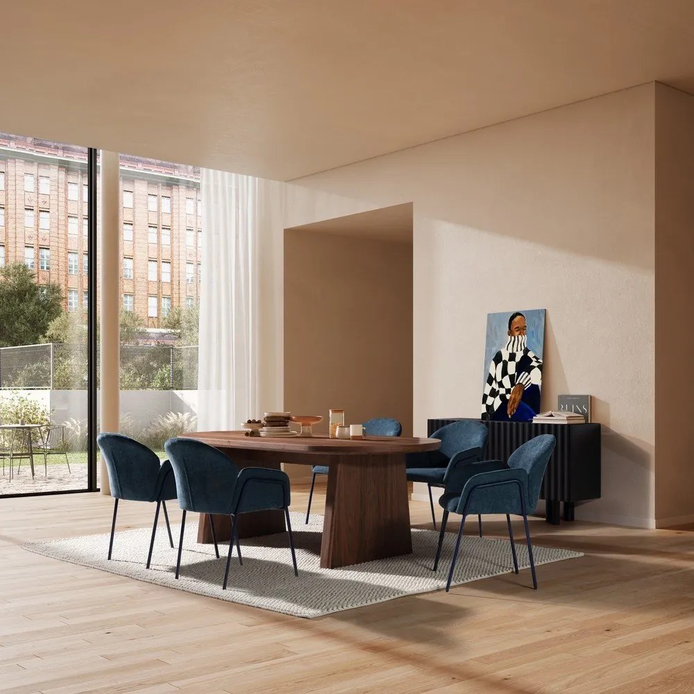 Set de scaune de sufragerie albastru 2 buc. tapițat Aslin – MOME