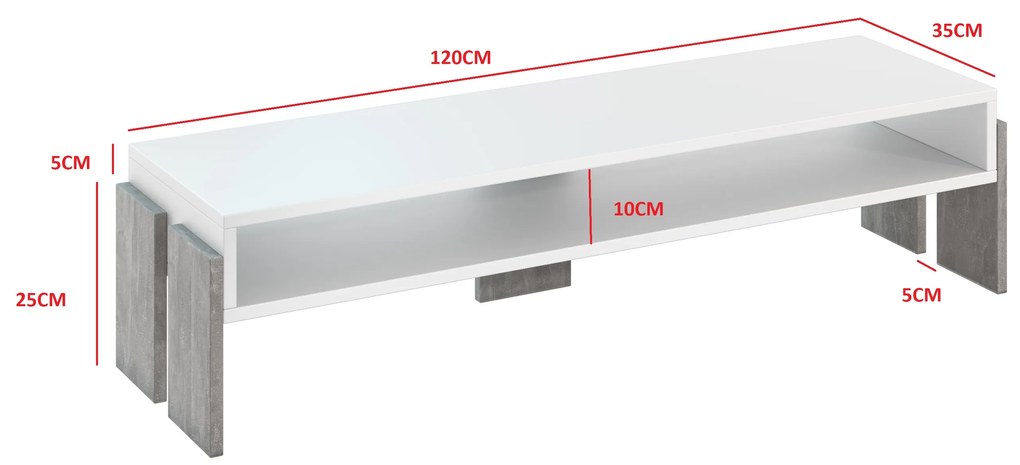 Masă TV Ramea (Stejar platinum grange + Negru). 1055244