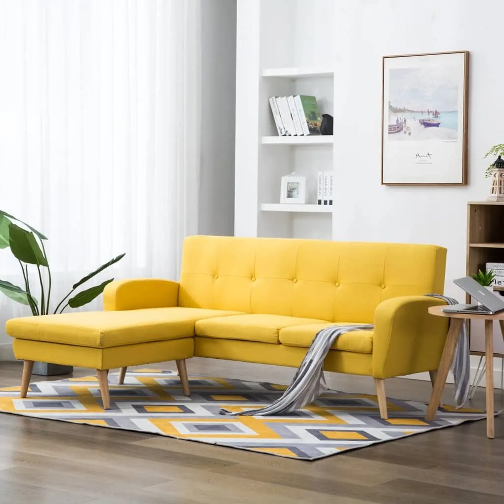 246998 vidaXL Canapea în formă de L, galben, 186x136x79 cm, tapițerie textilă