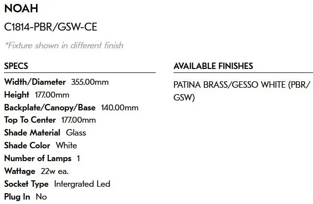 Aplica de perete sau tavan LED, Noah C1814-PBR/GSW-CE HVL