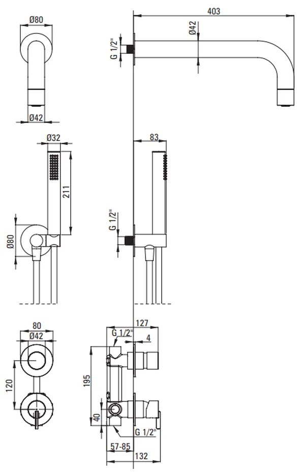 Set de dus incastrat culoare auriu periat Deante Silia Auriu periat