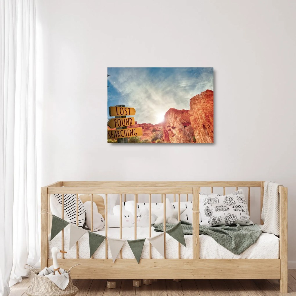 Tablou pe sticlă unui indicator cu inscripție (70x50 cm)