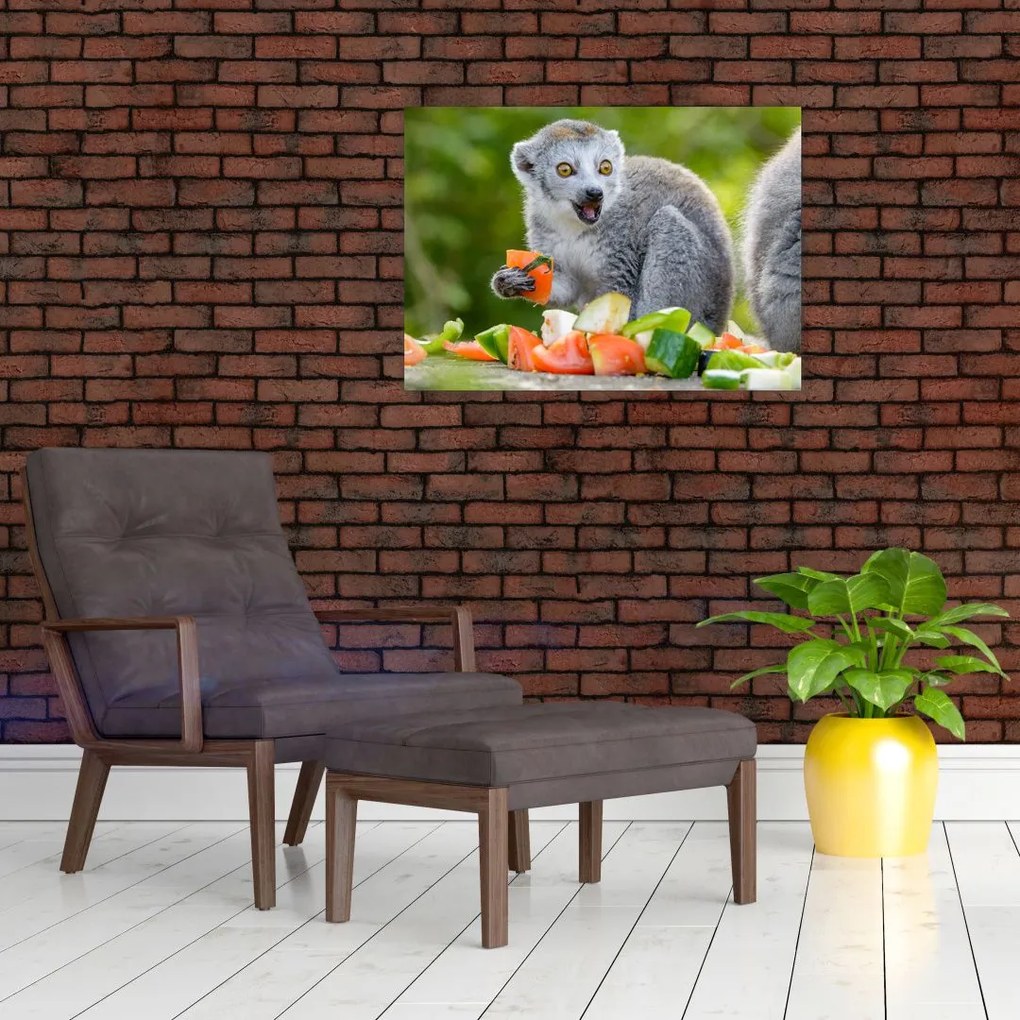 Tablou pe sticlă cu lemur (70x50 cm)