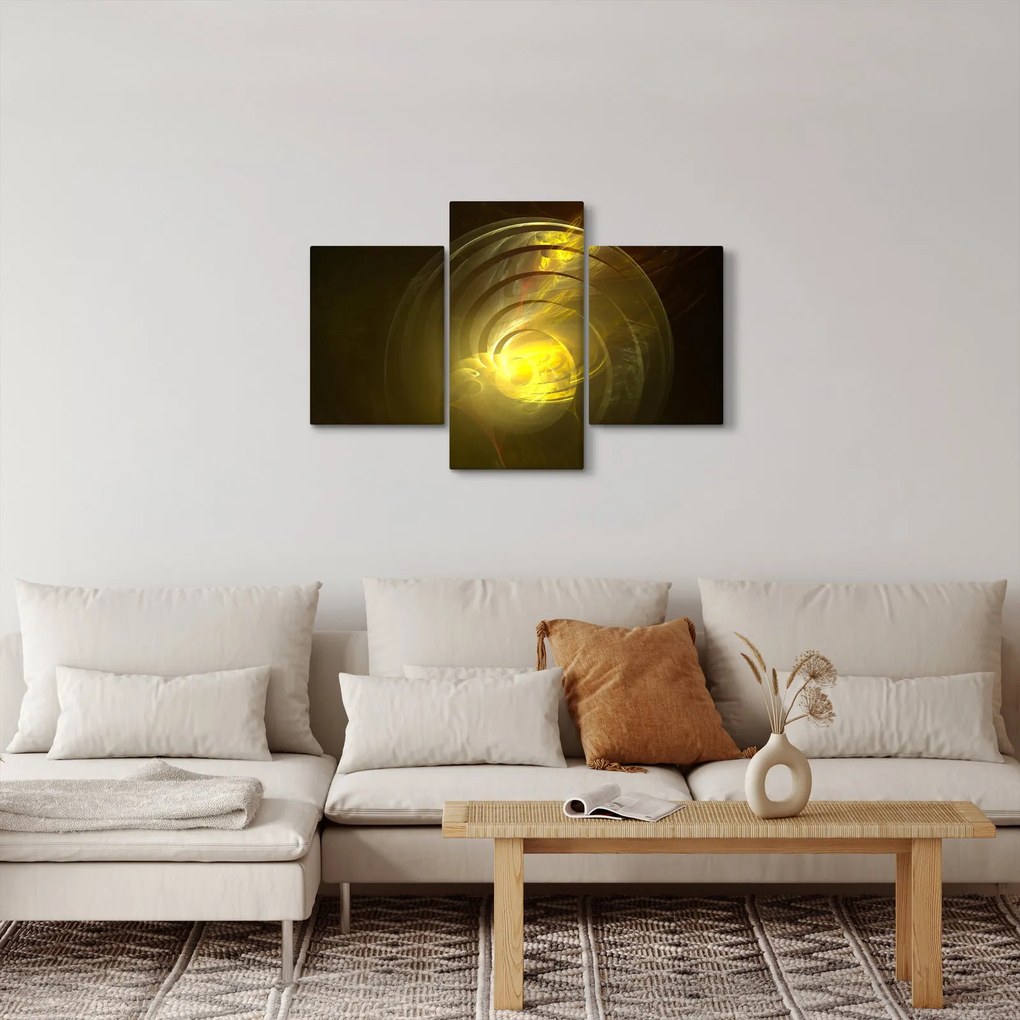Tabloul cu spirala abstractă în galben (90x60 cm)